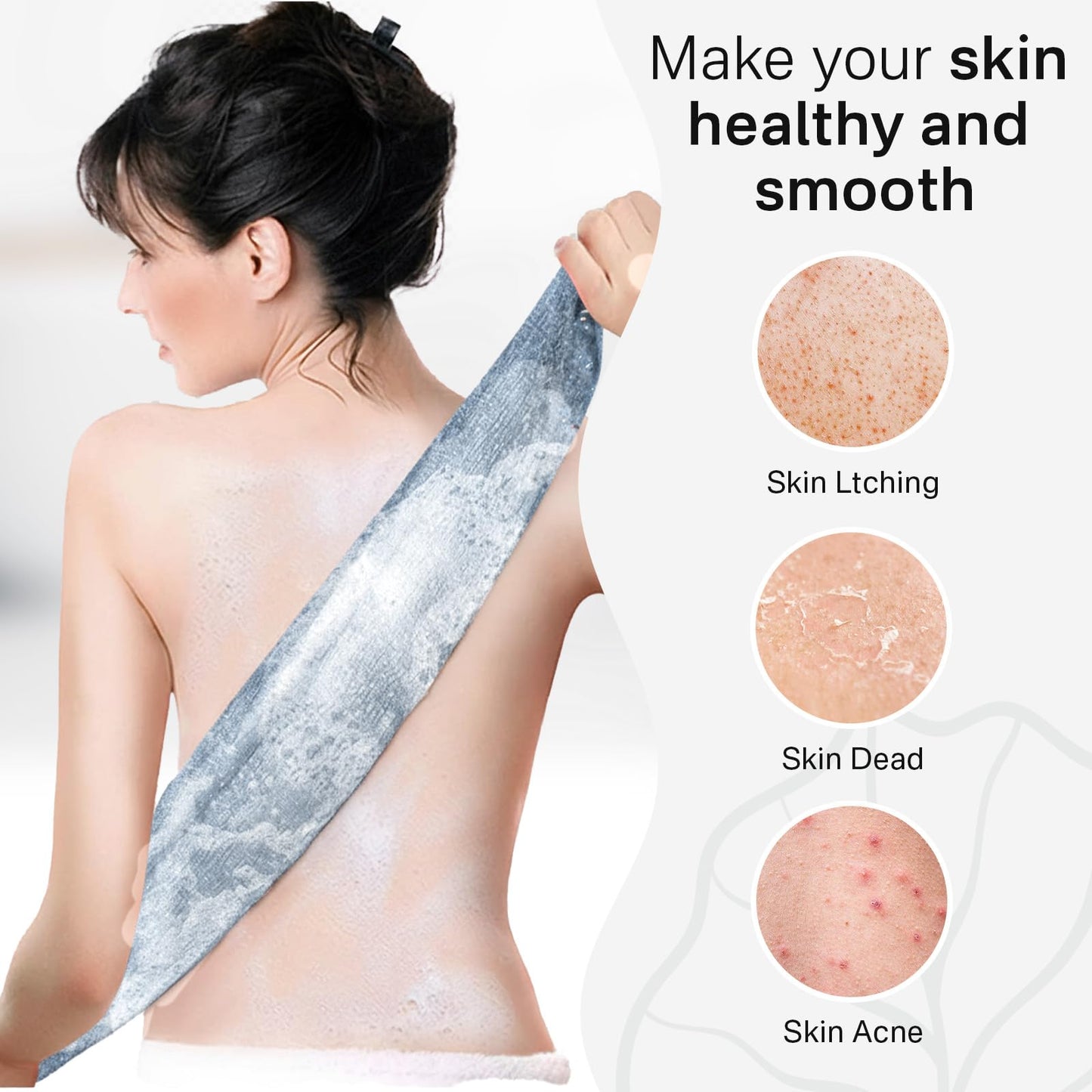 Yiclick Exfoliating Washcloth Towel, Japanese Exfoliating Wash Cloth, Korean Body Scrubber Exfoliator, Back Scrubber Washer for Shower Bath, Body Scrub African Net Sponge Loofah Luffa Colors