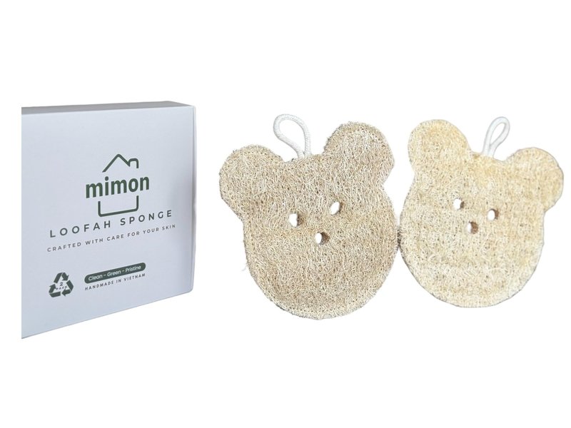 Natural Bear Shape Loofah Sponge, Exfoliating Body Scrubbers (2 Pack), Biodegradable Bath Loofahs Sponge, Gentle, Chemical-Free Bath & Body Loofah for Women, Men and Kids, Made with Natural Loofah