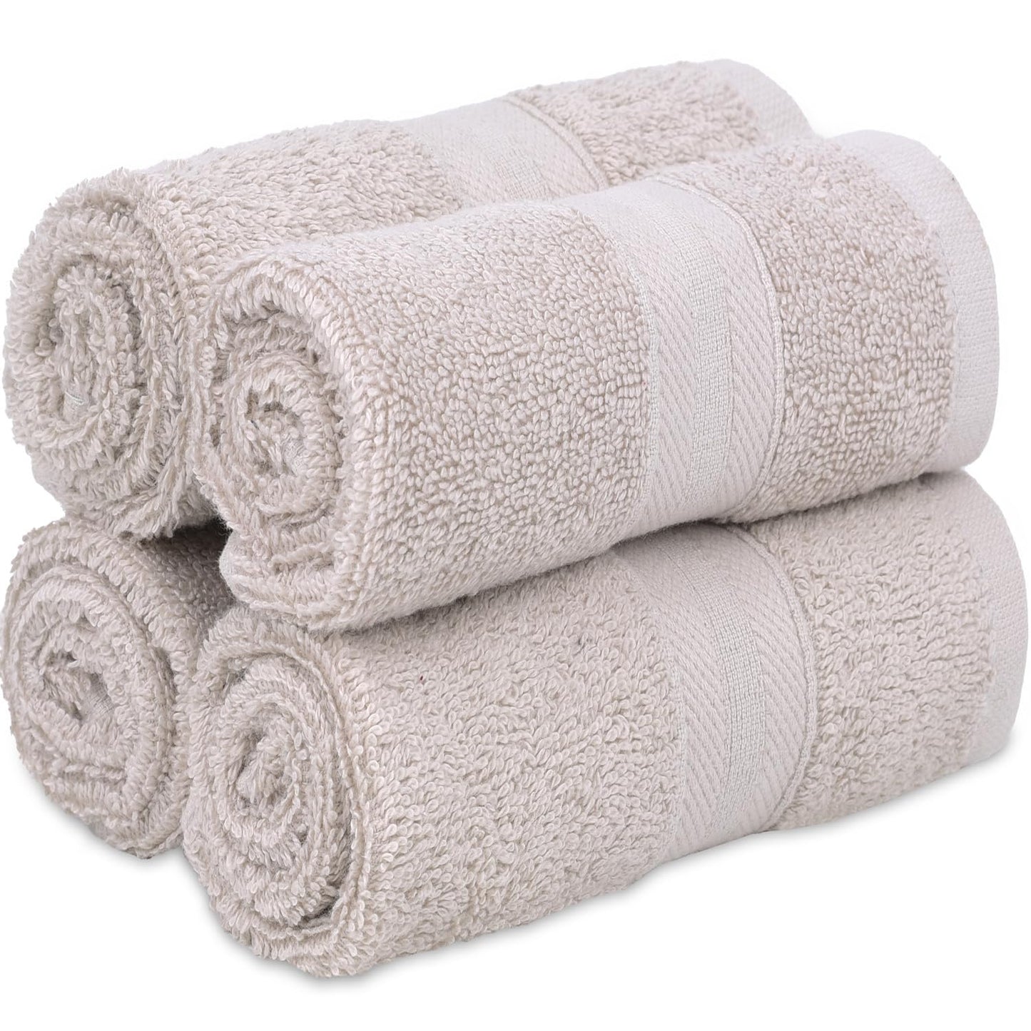 Quick-Dry, Soft & High Absorbent Washcloths Towels 13"x13" Cotton Turkish Towel Set of 4 | Daily Use 100% Cotton Towels for Bathroom, Gym & More | Bathroom Towels Set (4 Pcs Ice Silver)