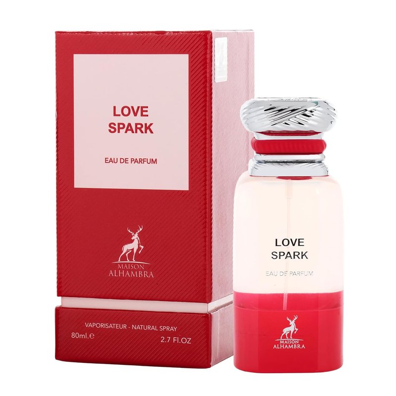 Maison Alhambra Love Spark – Fruity, Spicy, Floral, Musky – Eau de Parfum Spray Long-Lasting Fragrance for Unisex, 2.7 Ounce / 80 ml