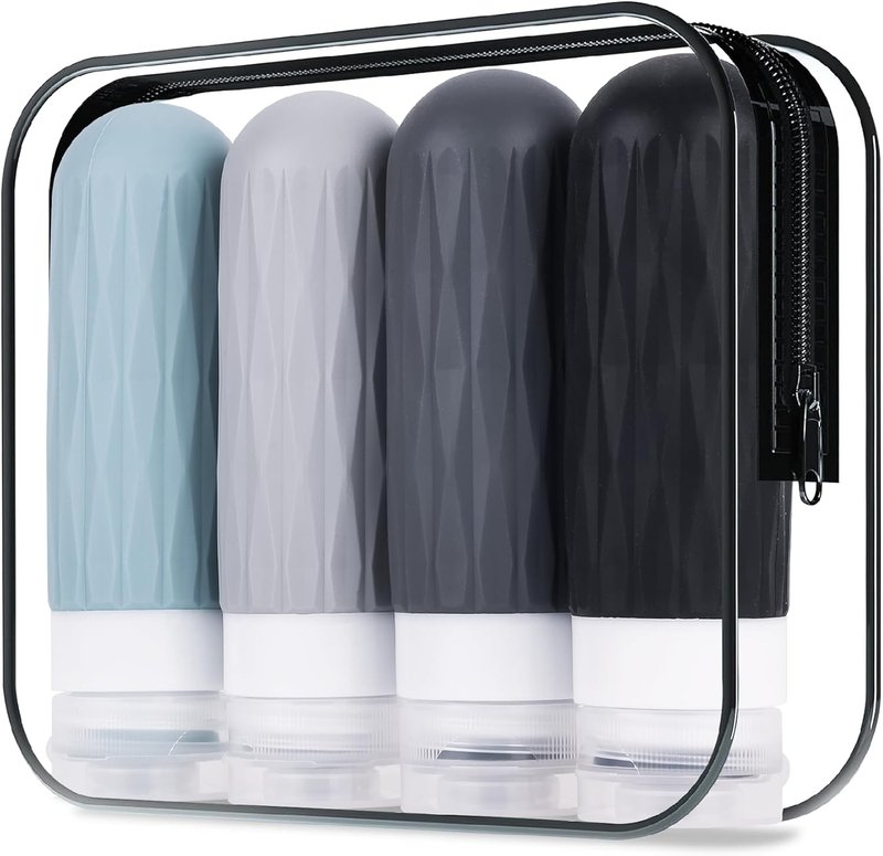 IYYI Travel Bottles - TSA Approved Silicone Toiletry Containers | Leakproof & Refillable (Gray, 90ml)