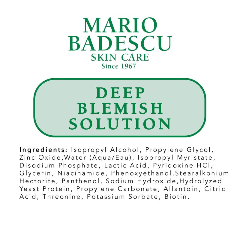 Mario Badescu Deep Blemish Solution, Spot Treatment for Face with Potent Zinc Oxide, Niacinamide and B Vitamins Overnight Treatment Serum that Targets Large Blemishes Under the Skin 1 Fl Oz.