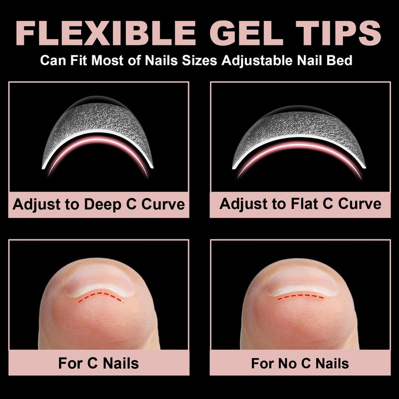 BlueZOO Gel Medium Coffin Etch X Nail Tips, 300Pcs 15 Sizes Acrylic Pre-Shaped Full Cover Clear False Nail Tip, Half Matte Press On Nails for Extension Nail Manicure Home DIY Salon Fake Nails with Box
