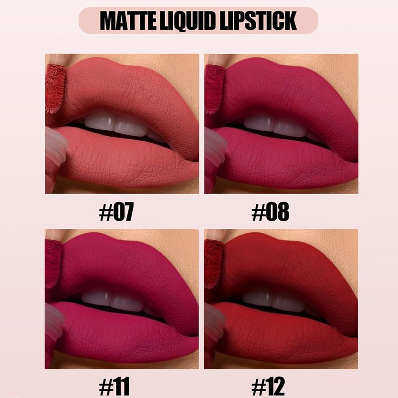 Skiennix 12 Pcs Liquid Lipstick Set - Long-Lasting Matte, Glossy & Glitter Lip Makeup | Perfect Gift for Women