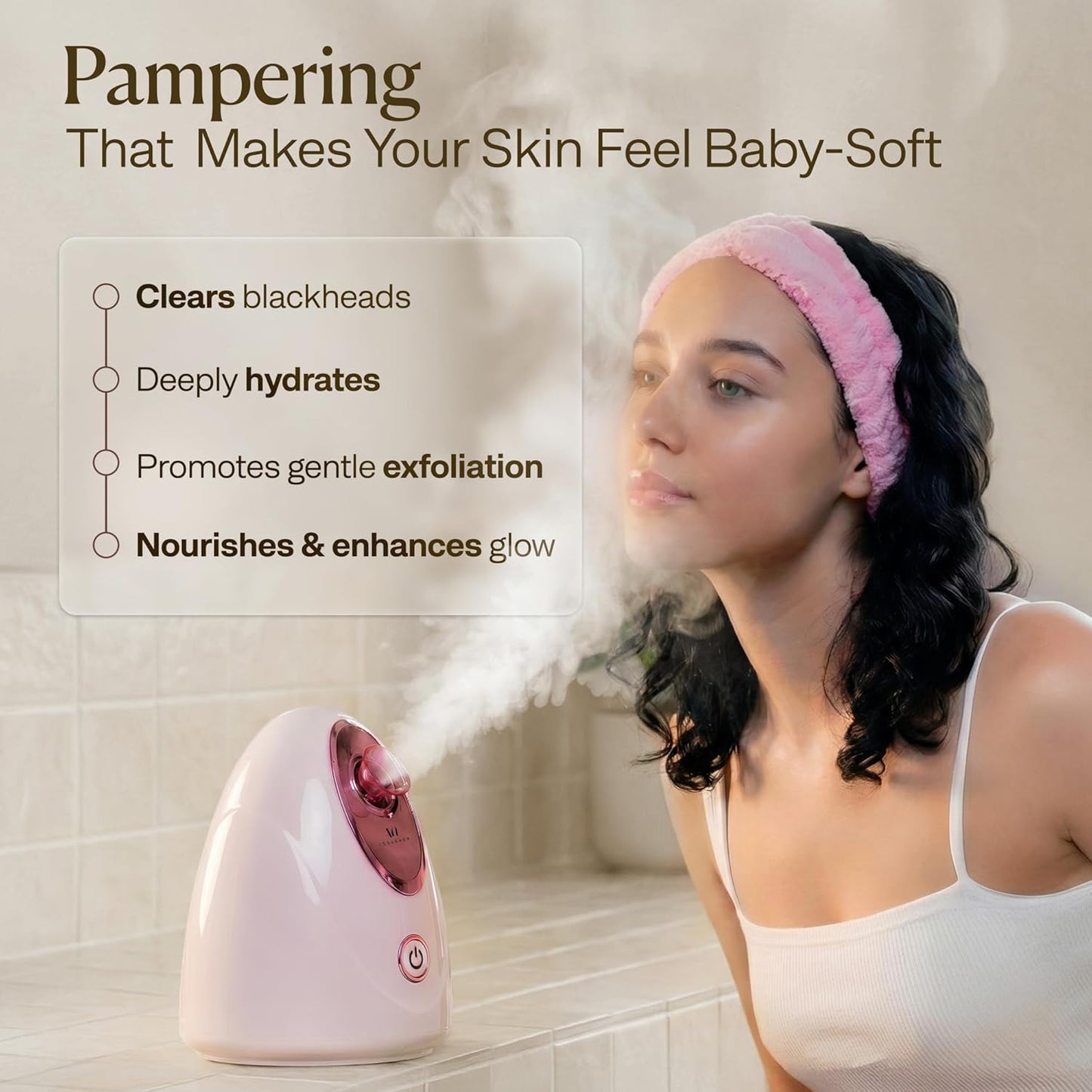 VogueNow Facial Steamer Spa Kit - Deep Cleansing Face Steamer with 15 Skin Care Tools | Perfect Self-Care Gift for Women