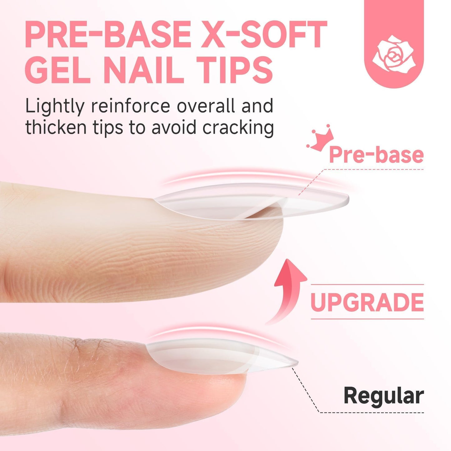 UNA GELLA Almond Nail Tips X-Soft Thicker Flexible Gel Nail Tips 330PCS Pre-etched Nails Tips Almond Shape Press on 15 Sizes Full Cover A lmond Fake Nails Strength Clear Nail Extensions DIY Salon