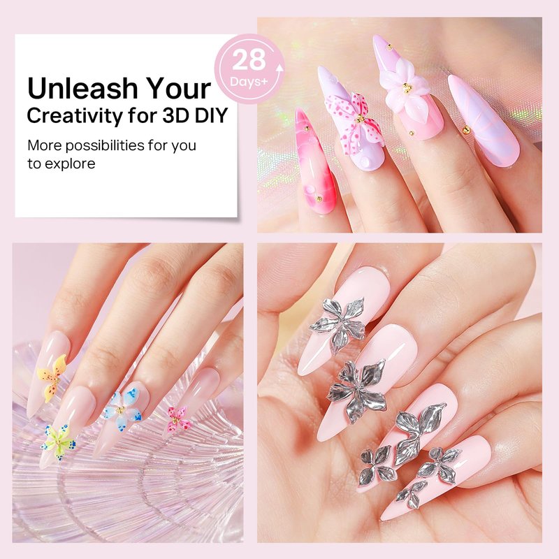MIZHSE 2Pcs 3D Nail Gel Sculpting Gels, Clear and White Solid Builder Gel for Nails with Silicone Nail Molds Molding Gels 3D Art Non-Sticky Hand UV LED for Nails Salon Home DIY