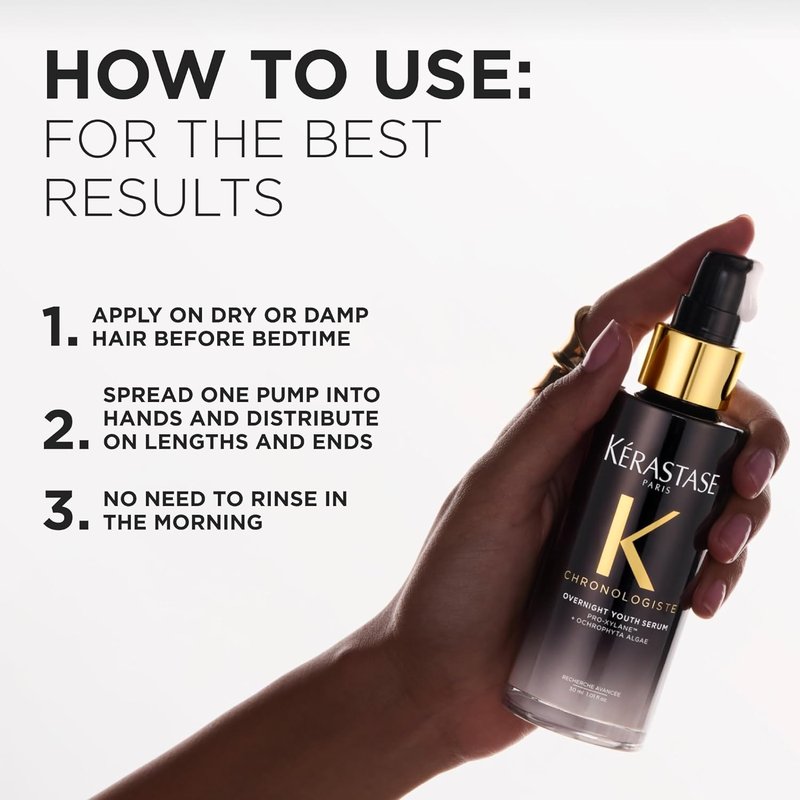 Kérastase Chronologiste Overnight Youth Serum - Anti-Aging Leave-In Hair Treatment with Pro-Xylane™ | 3.4 Fl Oz