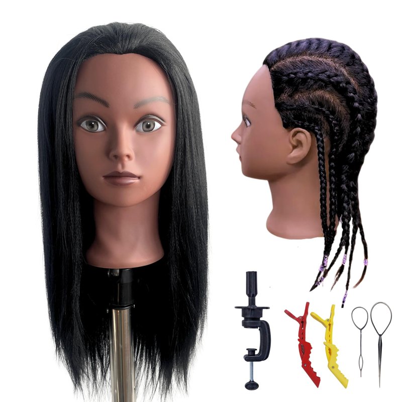Mannequin Head with Hair for Braiding 16 Inch Practice Hair Mannequin Head for Hairstyling Traning Manikin Doll