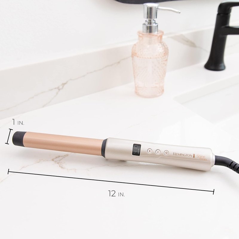 Remington Shine Therapy Curling Wand - 1 Inch Argan Oil & Keratin Infused for Loose Waves | Includes Heat Glove