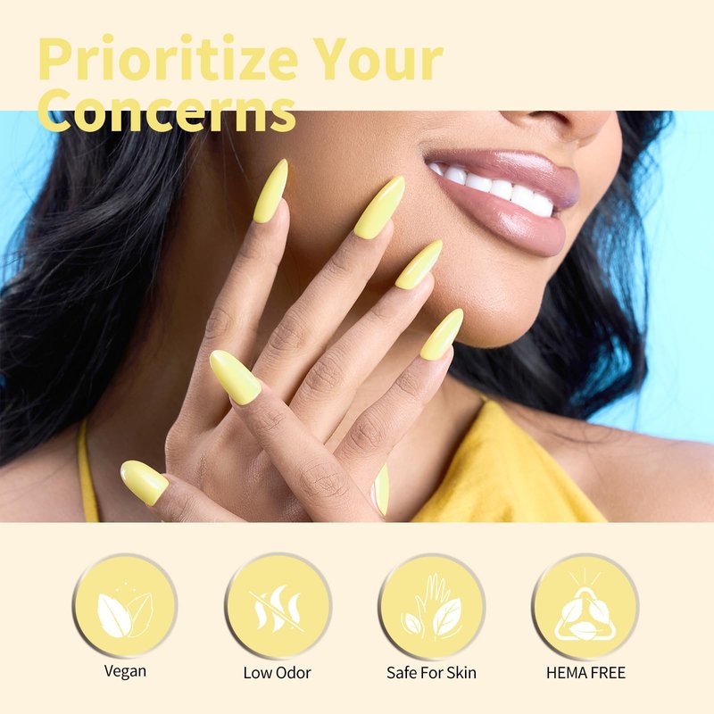 CANNI Yellow Gel Nail Polish, 1Pcs Light Yellow Gel Polish Bright Pastel Color High Gloss Soak Off U V Nail Manicure Salon DIY