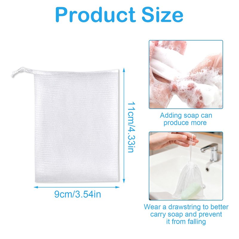 Aiuulu 40pcs Mesh Soap Bags for Soap Bars, Exfoliating Bubble Mesh Net Bars with Drawstring for Shower Face Cleansing