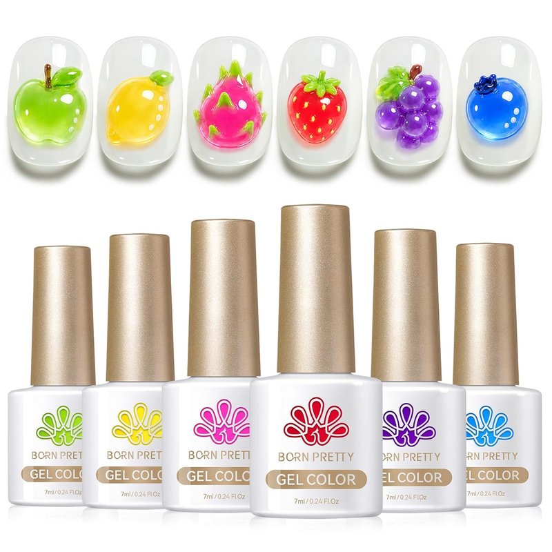 Neon Gel Nail Polish Set - Translucent Soak Off Colors for DIY Nail Art | 6 Vibrant Shades