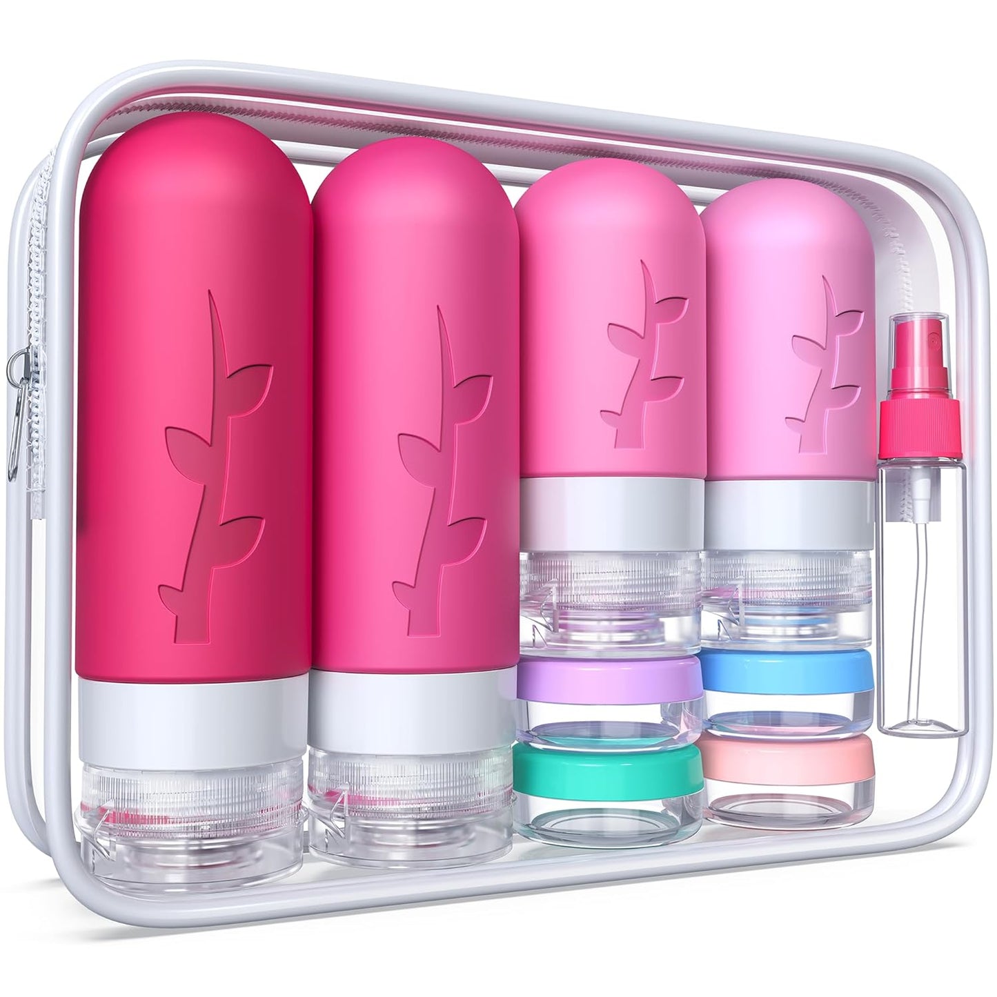 Travel Bottles for Toiletries - 18-Pack TSA Approved Silicone Containers | Leak-Proof Refillable Shampoo & Conditioner Jars