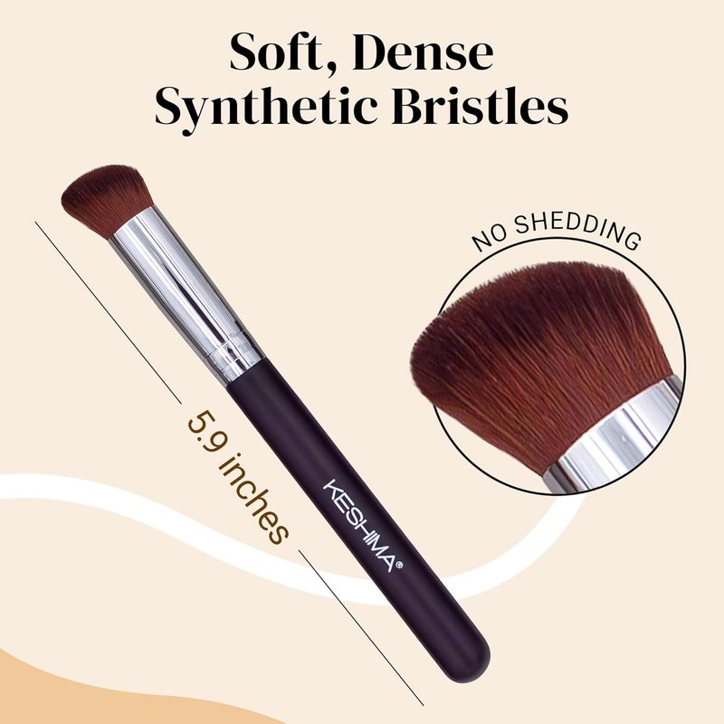 Keshima Angled Concealer Brush - Seamless Under-Eye Concealing & Contouring - Soft Synthetic Bristles