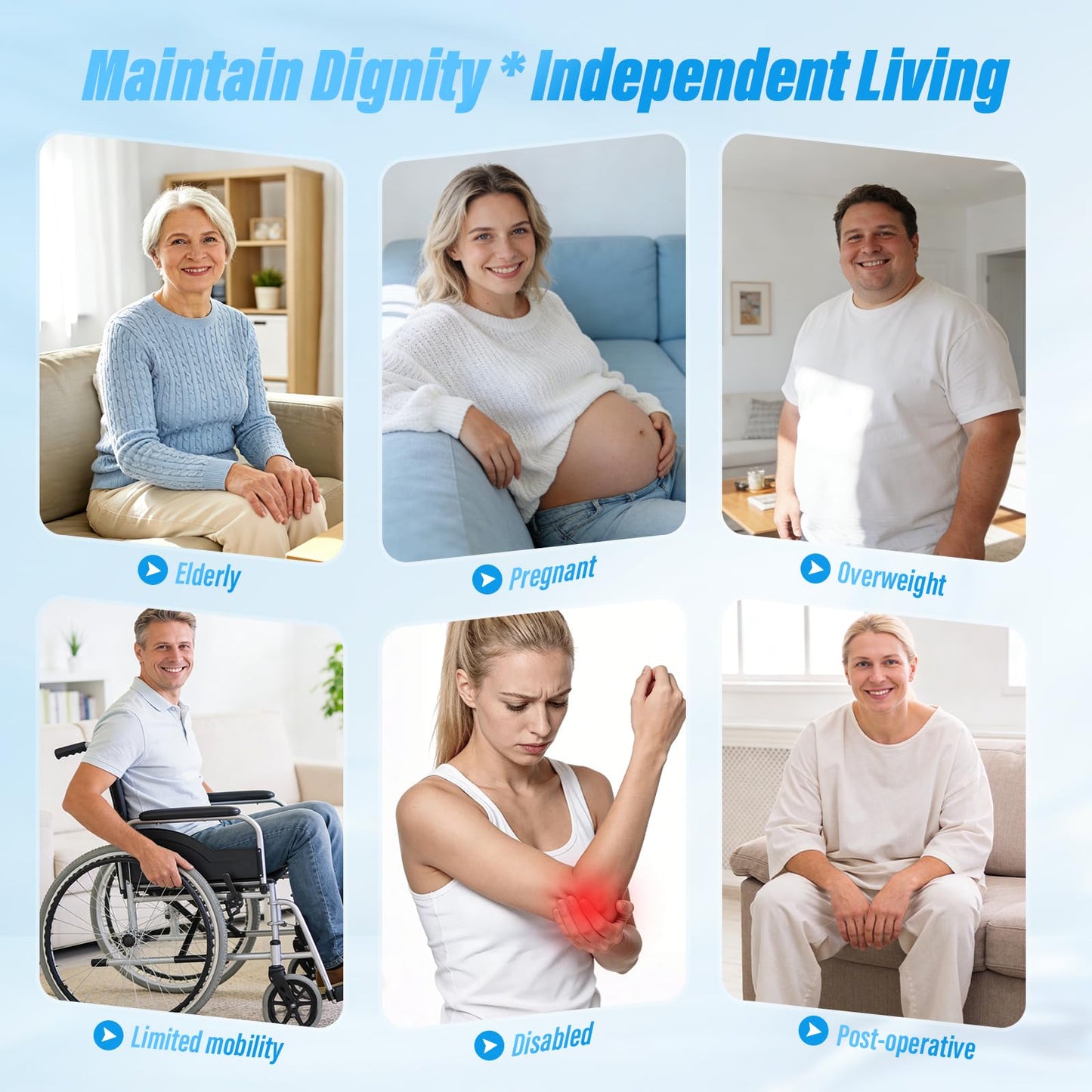 Innovation Toilet Aids for Wiping Bottom, 16.5" Firmly Clamp Bottom Buddy Wiping Aid, Butt Wiper Tool with Replaceable Head for Women, Men, Elderly, Pregnant, Disabled and Surgery Recovery