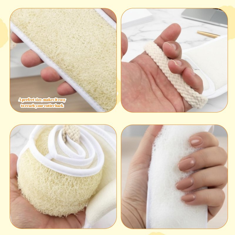 Back Scrubber for Shower, Natural Egyptian Loofah Back Scrubber, Long Handle for Deep Exfoliation, Ideal for Adults with Limited Mobility, Eco-Friendly Bath Accessory