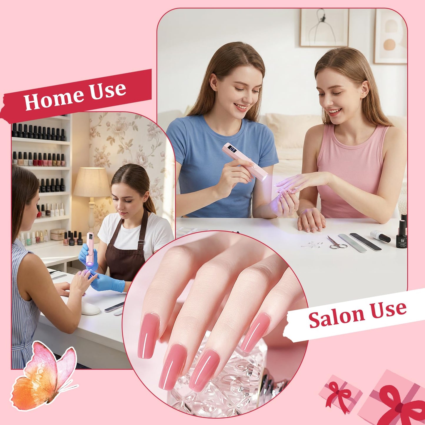 Ziumrw Handheld UV Nail Light for Gel Nails, Flash Cure Nail Lamp with LED Display, Mini Led Nail Lamp Pen Settings 20/60s Timer, Hand Held Nail Light for Glue Polish Home Salon DlY