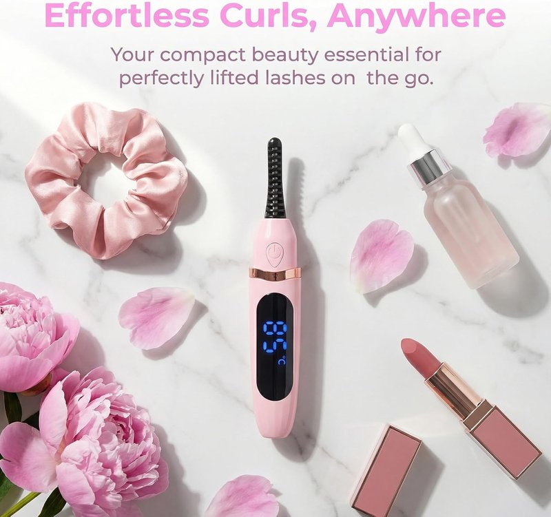 Heated Eyelash Curler - Fast Heating 10s | 3 Temp Settings, USB-C Rechargeable, Anti-Burn Travel Tool
