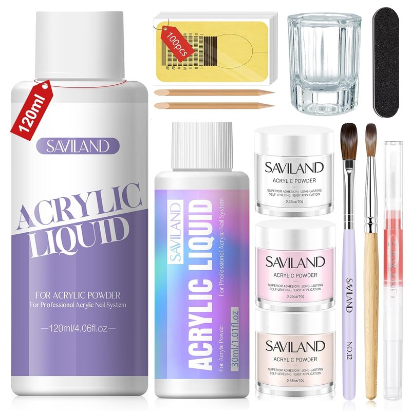 SAVILAND Acrylic Nail Kit - Complete Beginner Set for Home DIY Nail Art | All-in-One Salon Essentials