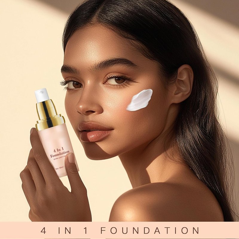 4-in-1 Color Changing Foundation - Auto-Adjusting SPF 30 Liquid Makeup for Medium Coverage | Natural Matte Finish (Light)