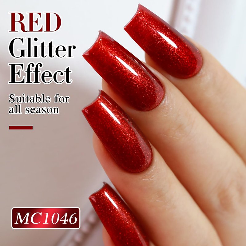 Cat Eye Gel Polish - 0.5 OZ Magnetic Holographic Glitter | Blood Red 15ML Translucent Jelly Color for Salon & DIY Nails