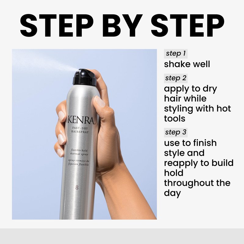 Kenra Professional Fast Dry Hairspray 8 | Flexible Hold Thermal Spray | Multifunctional Spray, Ideal For Both Styling & Finishing | Lightweight, Instant Control | All Hair Types | 8 oz
