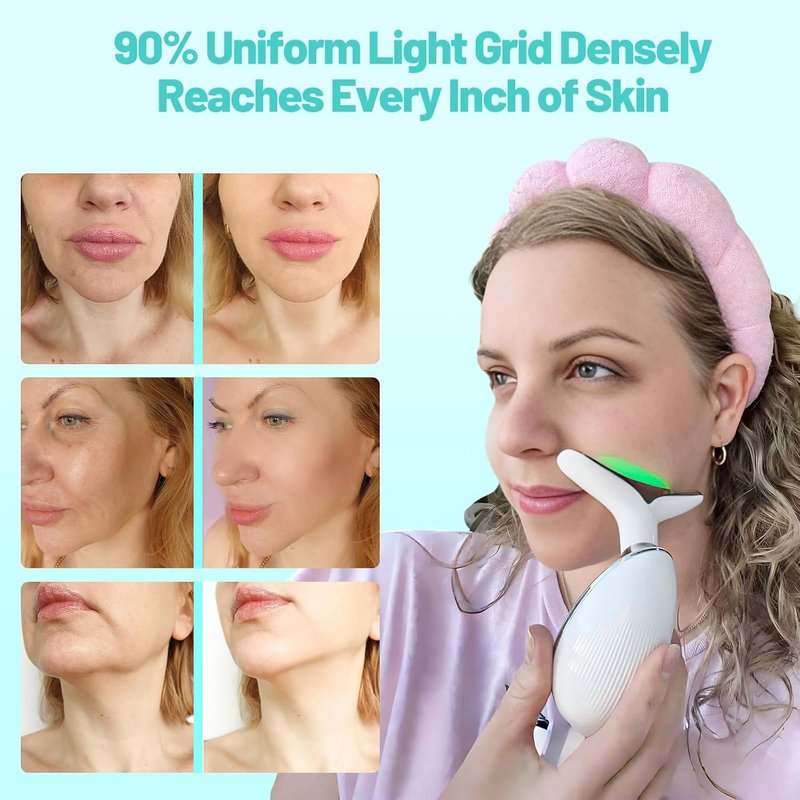 Red Light Therapy Device - LED Face Massager for Skin Rejuvenation | White, 7 Light Settings