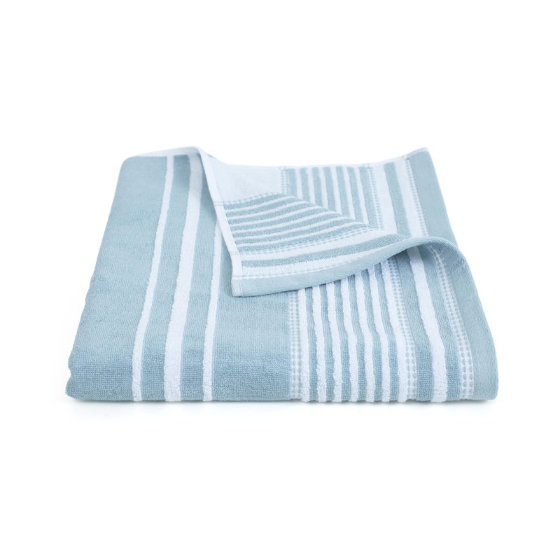 Martex Restore Batten Stripe Bath Towel – Soft, Absorbent, Moisture-Wicking and Quick to Dry – Lightweight for Everyday Use – Comfortable Feel with Convenient Loop for Hanging – 30" x 56" – Mineral