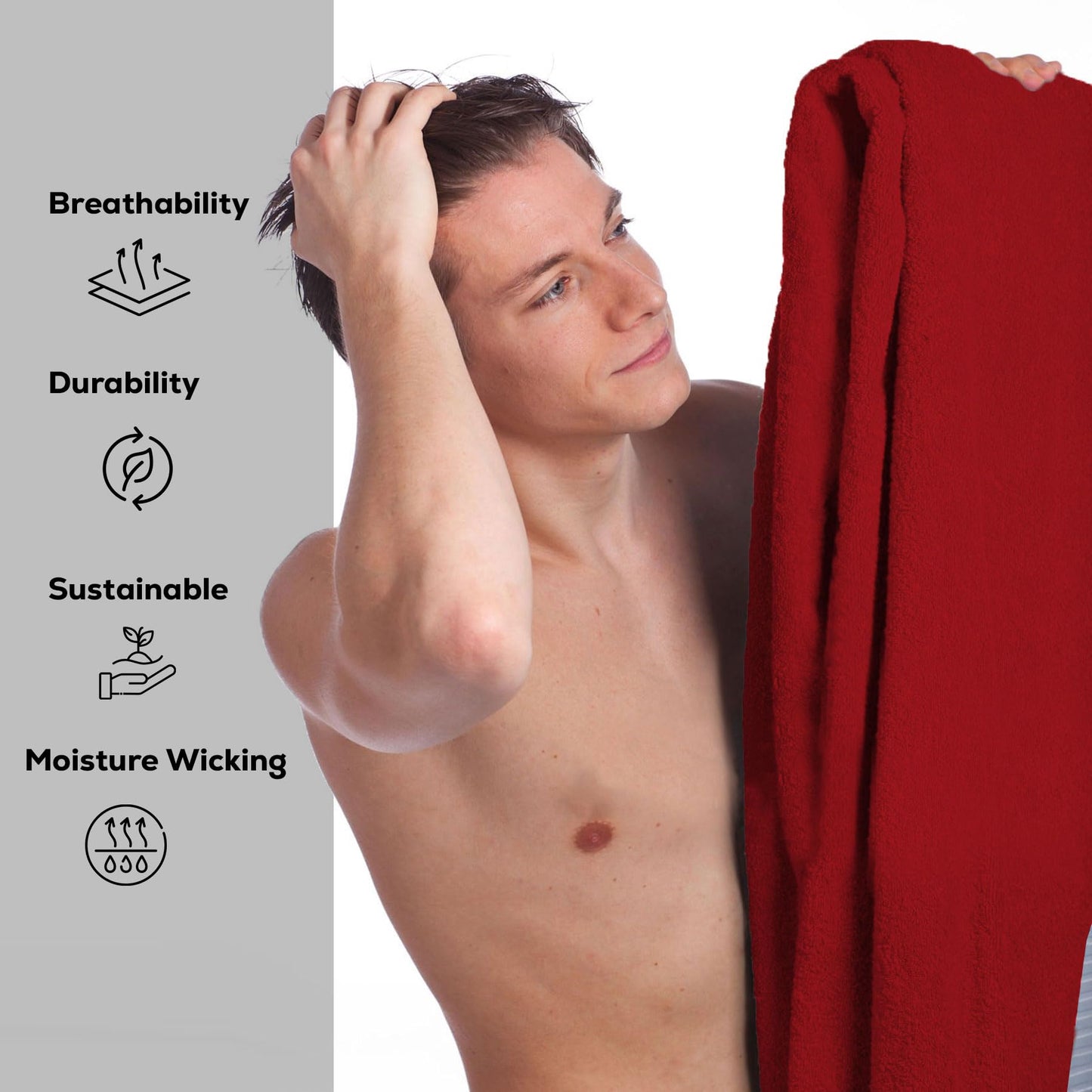 GOLD TEXTILES Premium Bath Towels Set (Pack of 4,27 x 54) 100% Ring-Spun Cotton Bathroom Towels for Hotel, Spa, Soft and Absorbent (27 x 54, Red - 4 Pcs)