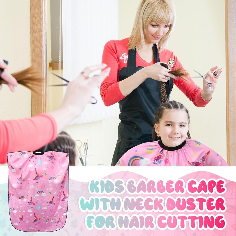 Ramede Kids Haircut Capes - Waterproof Unicorn Barber Capes for Girls | Adjustable Snap Closure