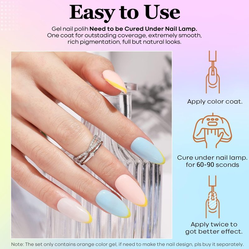 modelones Blue Gel Nail Polish Baby Blue Polish Soak Off Pastel Soft Light Nail Polish Gel Nail Art Salon Manicure 15 ML
