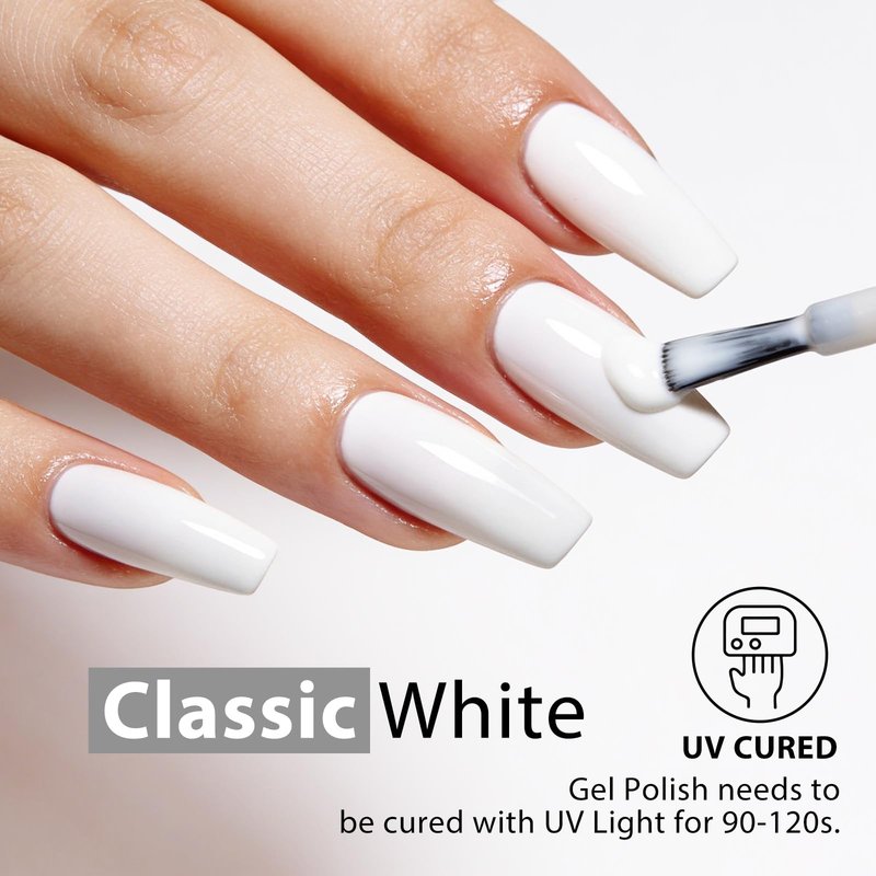 GELAMBER White Gel Nail Polish - Solid White Nail Polish Gel - 15ml UV Gel Polish Soak Off - 1pc Large Bottle for Salon DIY Manicure Nail Art