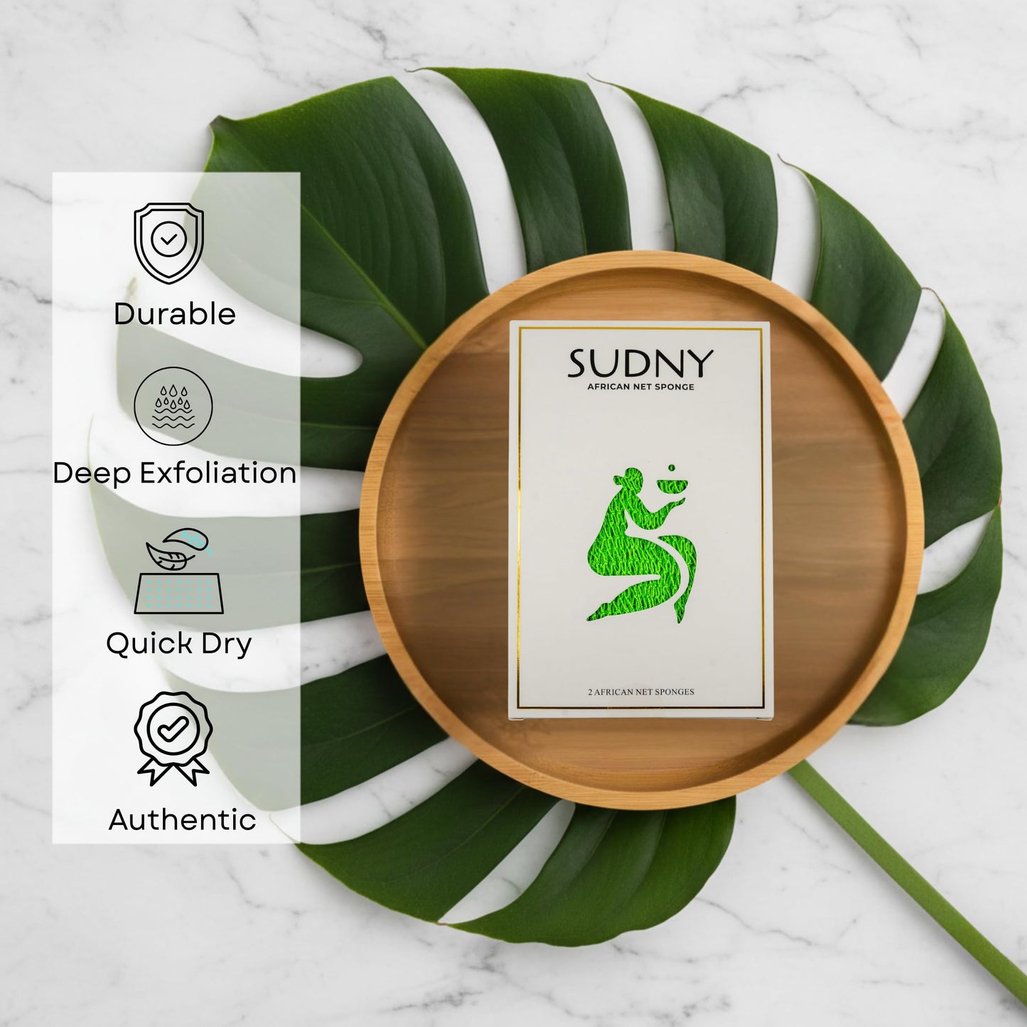 SUDNY Authentic African Net Sponge - 2 Pieces African Exfoliating Body Scrubber Bath Sponge - Daily Use & Quick-Dry Mesh for Smooth Skin - Real African Body Care Bathing Accessories |Green & Pink