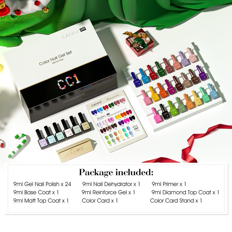 CANNI CC1 30Pcs 9ML Hema-free Gel Nail Polish Set, Black Pink Nude Red Blue Green Gel Polish Kit Color Soak Off LED Nail Gel Polish Set Nail Art Starter Manicure Salon DIY at Home