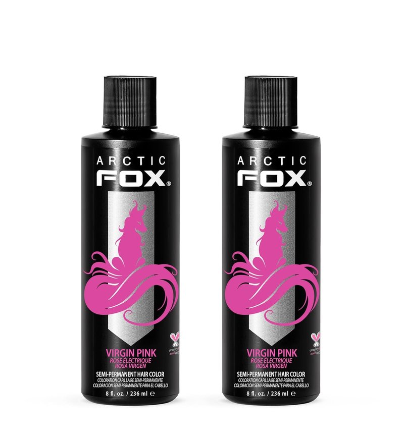Arctic Fox Semi-Permanent Hair Dye - Virgin Pink | Vibrant Vegan Color, Ammonia-Free, 8 Fl Oz (Pack of 2)
