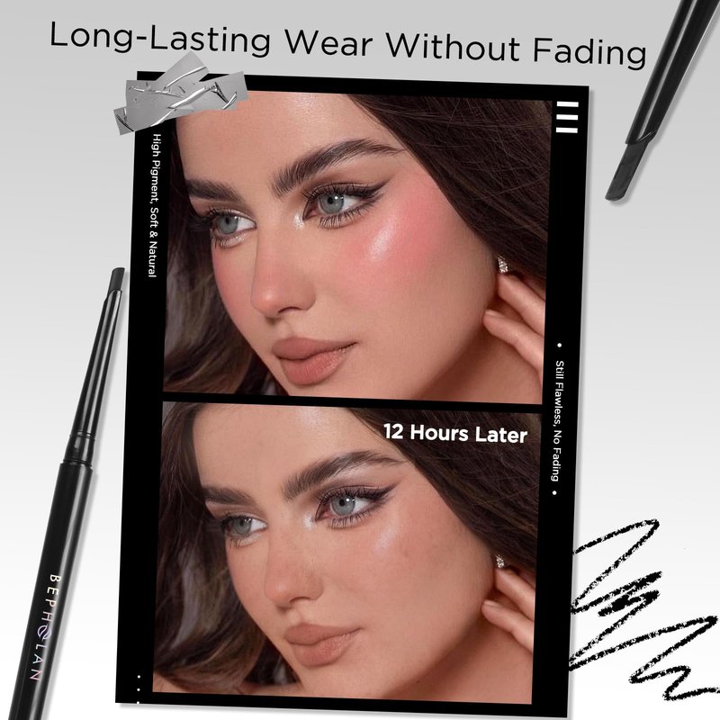 BEPHOLAN Black Gel Eyeliner Pencil, D-Tip Precision Waterproof Eyeliner Pen, Smudge Proof Long Lasting Eye Liner, Beginner Friendly, Ideal for Waterline & Daily Eye Makeup