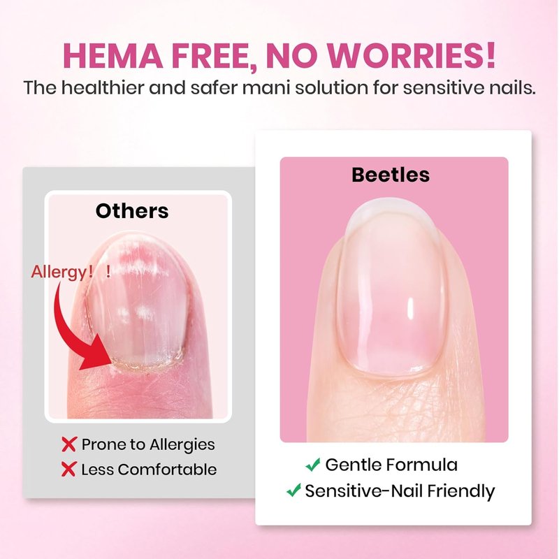 Beetles Gel Nail Kit - Etch-X Square Short Tips | 288pcs in 12 Sizes with Hema-Free Nail Glue Gel
