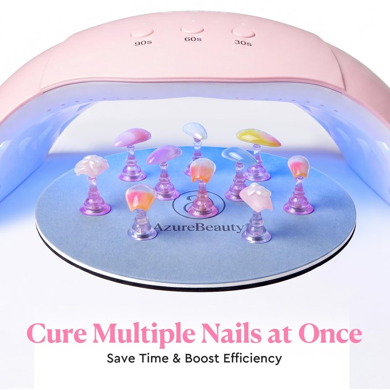 AZUREBEAUTY Nail Stand Set, Magnetic Nail Stand for Press Ons, Acrylic Nail Holder for Painting Nails, Round Metal Base, 200 Double-Sided Sticky Tabs, Nail Tips Practice Display for DIY Salon Supplies