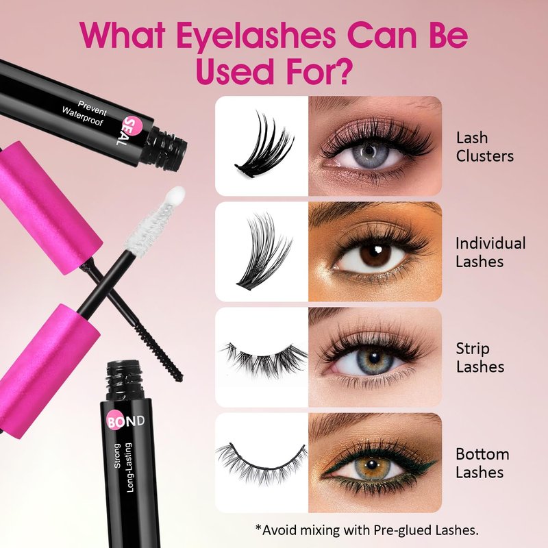 Lash Cluster Glue - Waterproof Bond & Seal for 72-Hour Hold | 2-in-1 Long-Lasting Formula - 5ml + 5ml