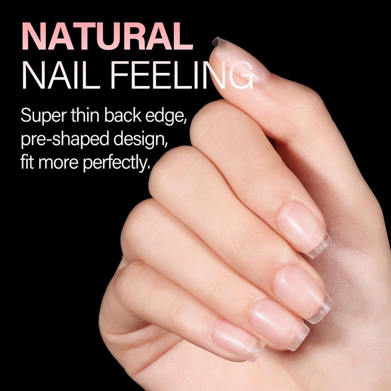Coffin Nail Tips - 450PCS Full Cover Clear Acrylic Gel | Double-Sided Matte Press-On Nails in 15 Sizes