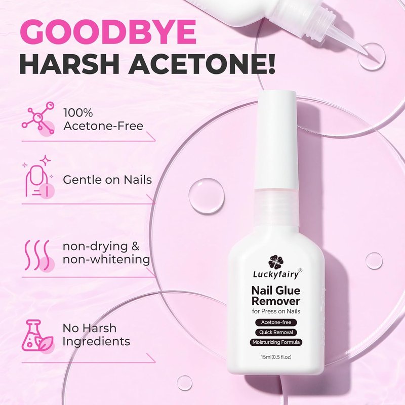 Nail Glue Remover - Acetone-Free 15ml for Press-On Nails | Gentle & Quick Removal