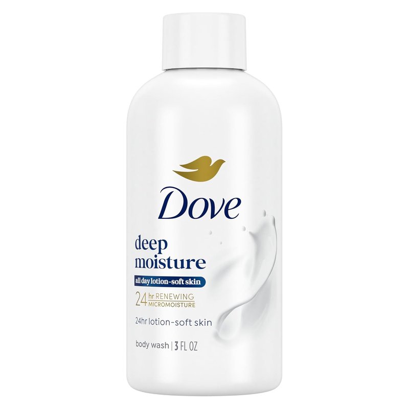 Dove Body Wash - Deep Moisture Skin Cleanser for Soft, Hydrated Skin | 3 oz, Sulfate & Paraben-Free