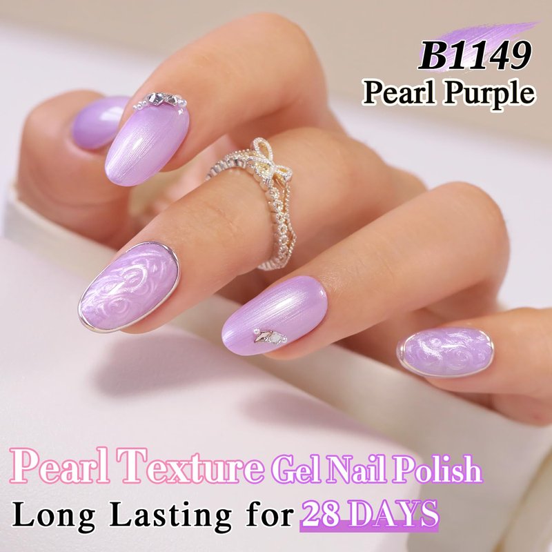 Double Rhythm 15ML Gel Nail Polish Pure Sheer Same Color Same Bottle Soak Off Gel Polish Art Manicure Salon DIY at Home for Women (Pearl Purple-B1149)