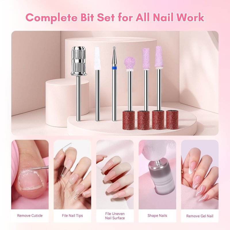 Makartt Nail Drill | Professional 35,000RPM Electric Nail File for Acrylic & Gel Removal - 60W Brushless Motor, Portable & Desktop, LCD Display, Rechargeable, Quiet, Nouvella Black