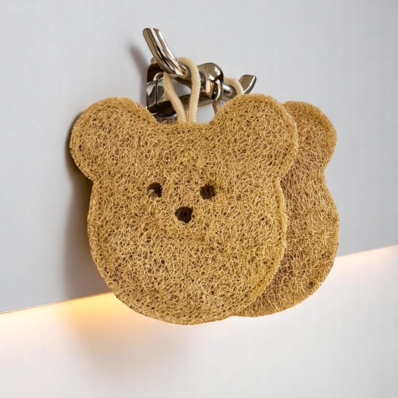 Natural Bear Shape Loofah Sponge, Exfoliating Body Scrubbers (2 Pack), Biodegradable Bath Loofahs Sponge, Gentle, Chemical-Free Bath & Body Loofah for Women, Men and Kids, Made with Natural Loofah