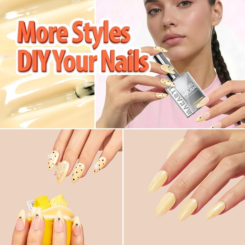 Pastel Yellow Gel Nail Polish - Hema-Free High Gloss 15ML | Soak Off UV LED Manicure for Home Salon