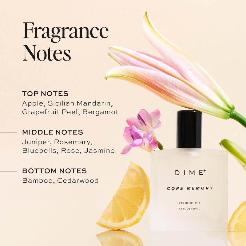 DIME Beauty Core Memory Perfume for Women, Bright & Citrusy Fragrance, 1.7 oz / 50 ml