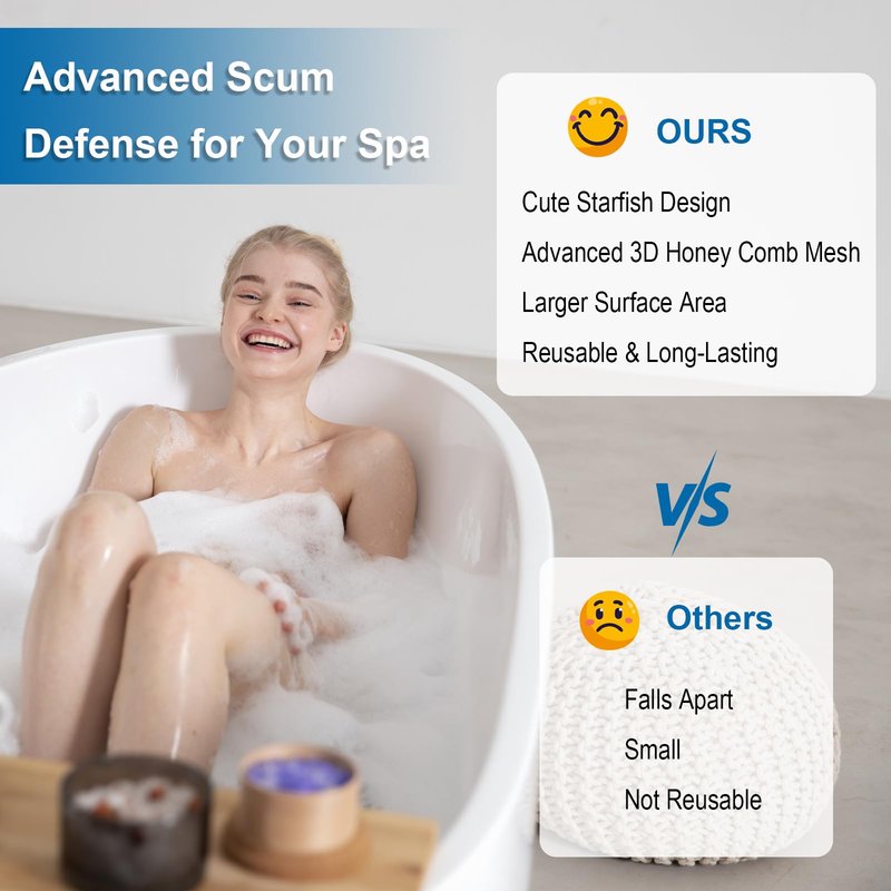 outtip Hot Tub Scum Absorber - 2 Pack Oil Absorbing Hot Tub Floating Sponge Cleaner Absorber, Keeps Water Clear, Reusable Pool Scum Absorber Hot Tub Spa Accessories