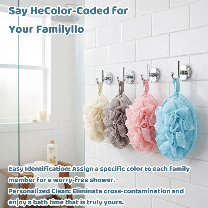 4Pcs Travel Loofah Mini, Travel Size Loofah for Adults, Shower Loofah for Personal Care, Body, Sensitive Skin Exfoliating